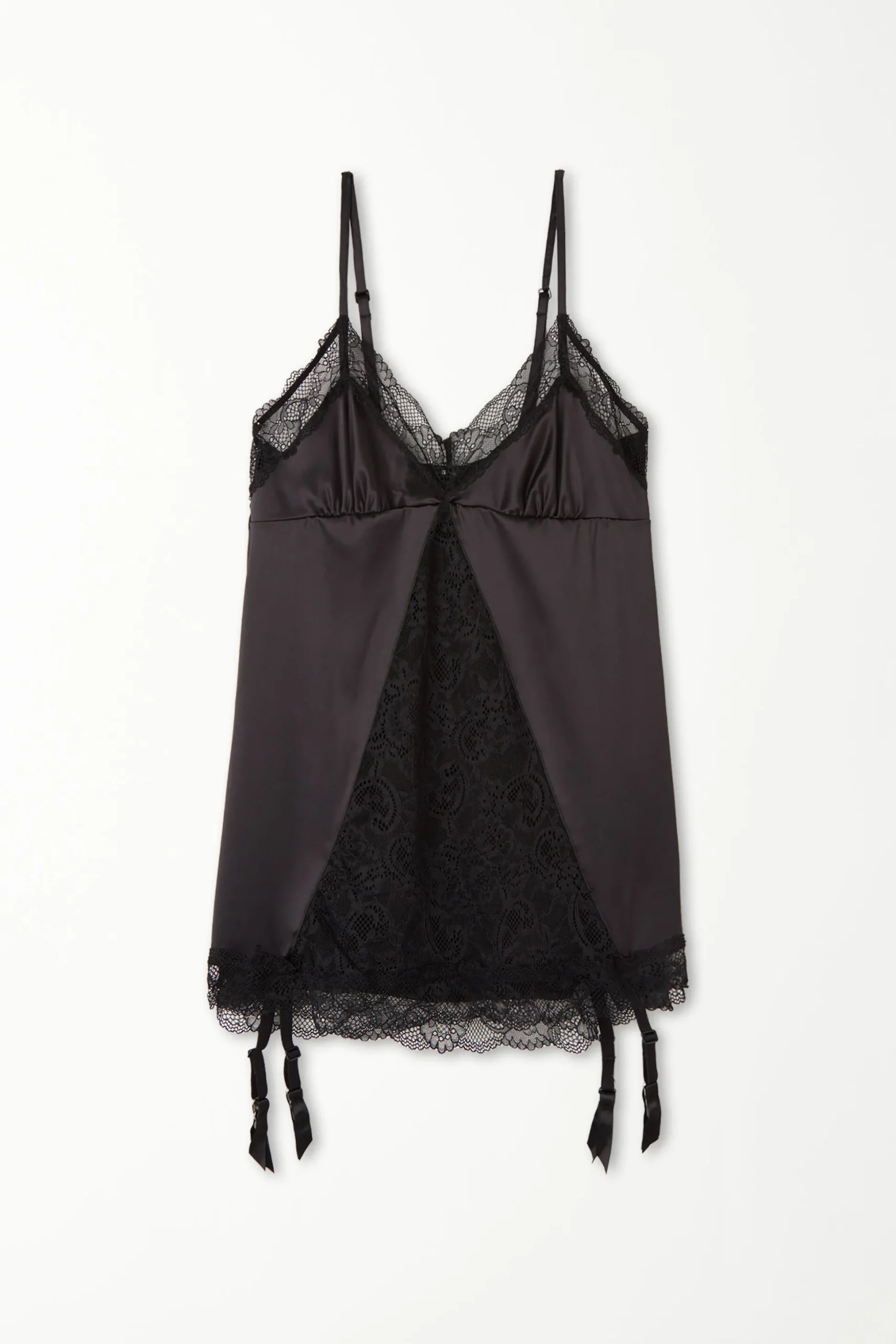 Timeless Lace Triangle Babydoll With Garter Belt - Slips - Women | Tezenis