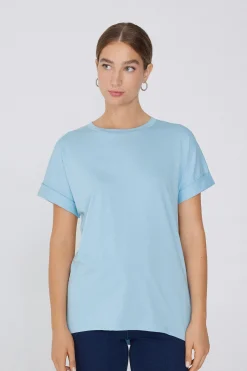 Turned-Up Kimono Sleeve Cotton T-Shirt - Short-Sleeved Tops - Women | Tezenis