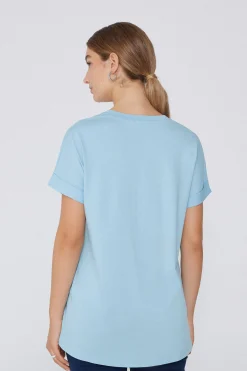 Turned-Up Kimono Sleeve Cotton T-Shirt - Short-Sleeved Tops - Women | Tezenis