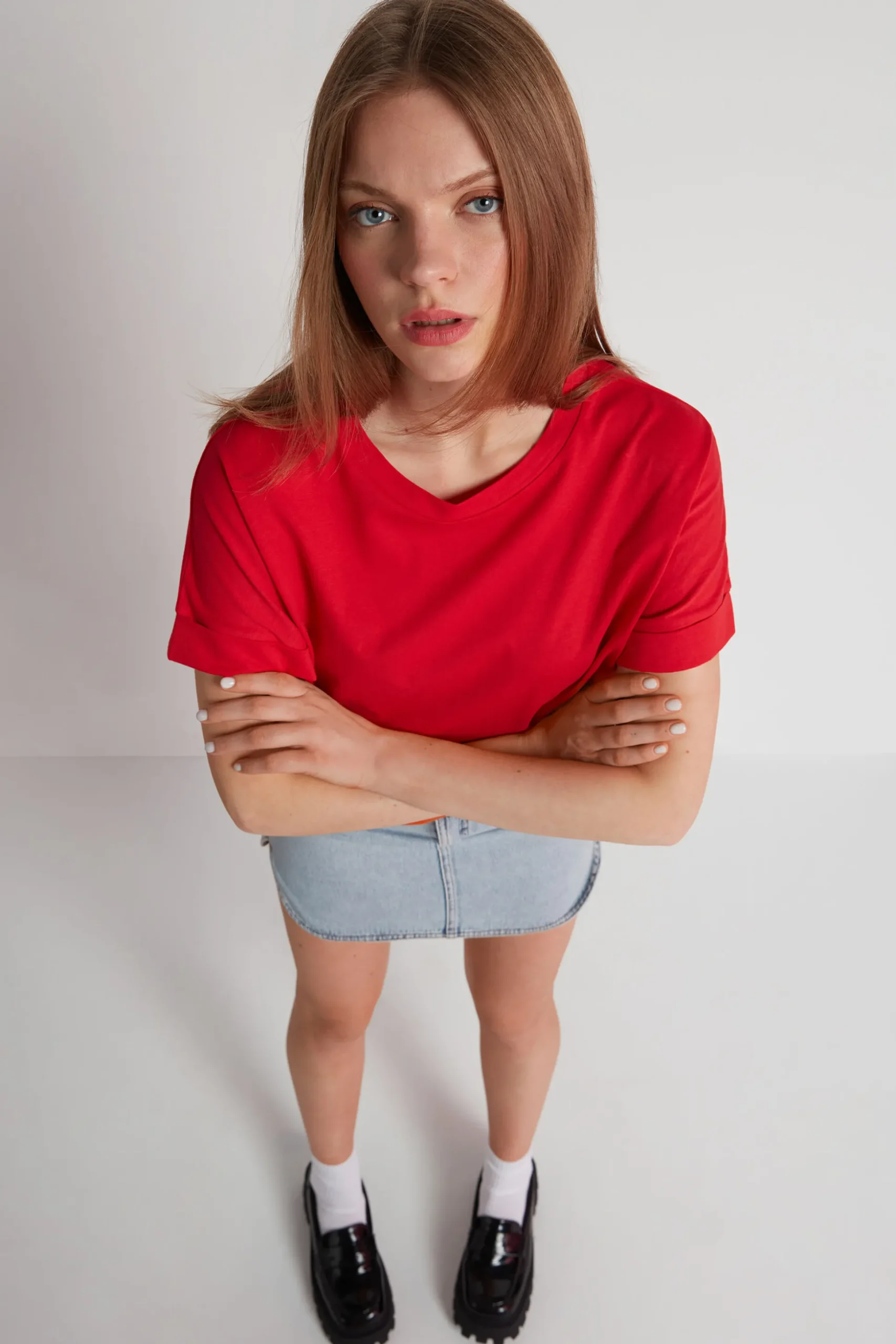 Turned-Up Kimono Sleeve Cotton T-Shirt - Short-Sleeved Tops - Women | Tezenis