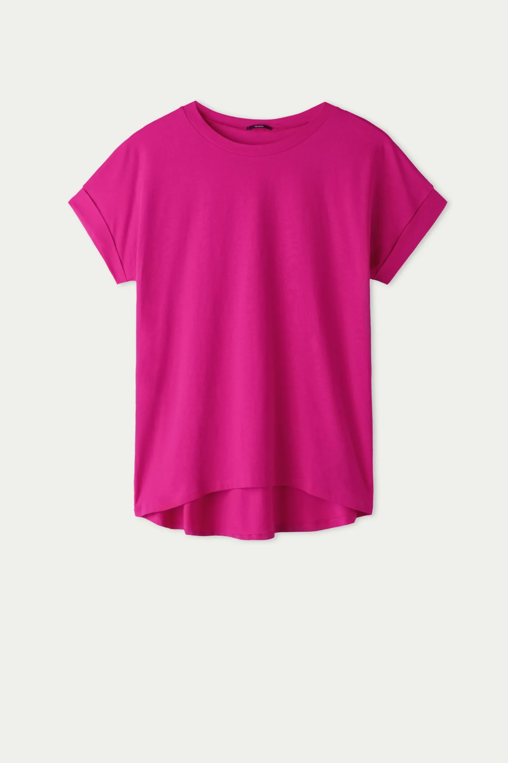Turned-Up Kimono Sleeve Cotton T-Shirt - Short-Sleeved Tops - Women | Tezenis