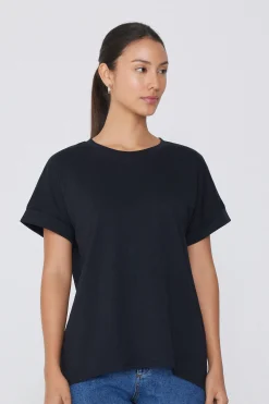 Turned-Up Kimono Sleeve Cotton T-Shirt - Short-Sleeved Tops - Women | Tezenis