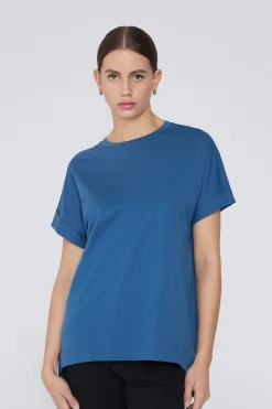 Turned-Up Kimono Sleeve Cotton T-Shirt - Short-Sleeved Tops - Women | Tezenis