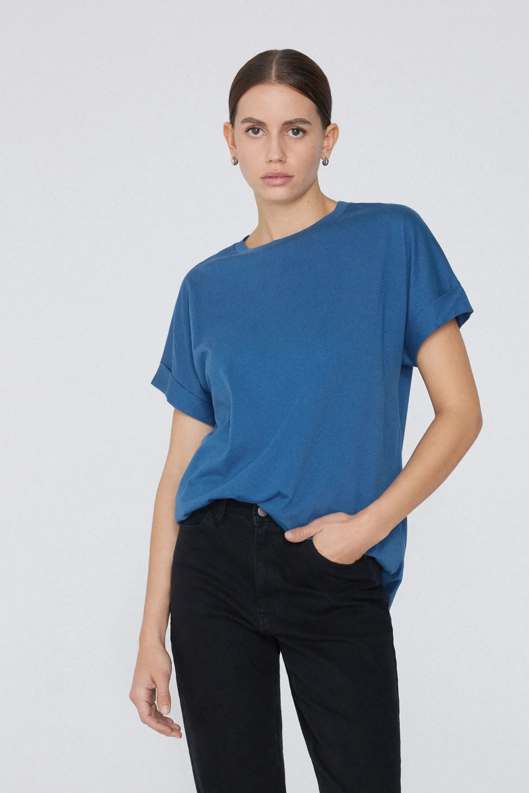 Turned-Up Kimono Sleeve Cotton T-Shirt - Short-Sleeved Tops - Women | Tezenis