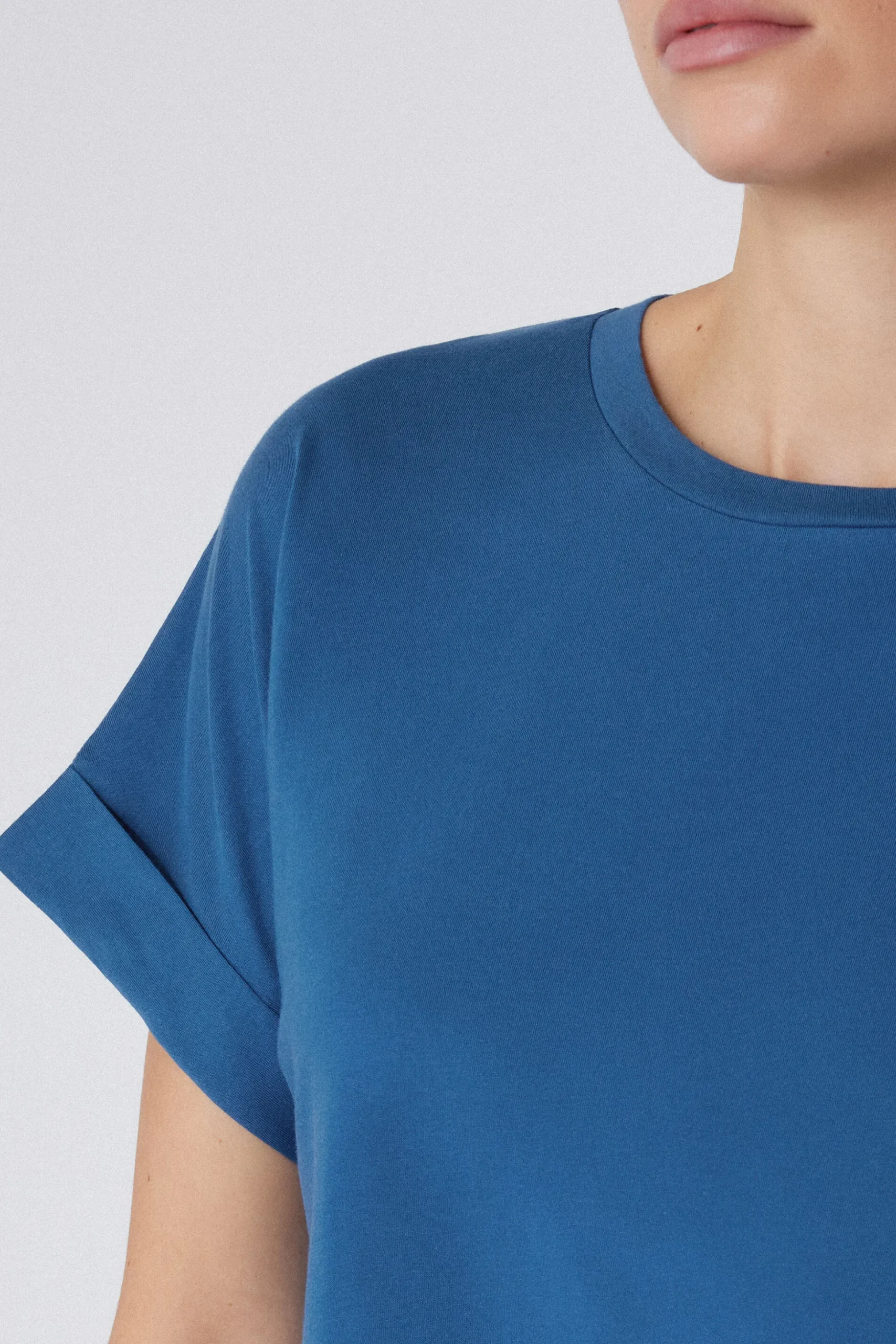 Turned-Up Kimono Sleeve Cotton T-Shirt - Short-Sleeved Tops - Women | Tezenis