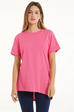 Turned-Up Kimono Sleeve Cotton T-Shirt - Short-Sleeved Tops - Women | Tezenis