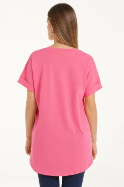 Turned-Up Kimono Sleeve Cotton T-Shirt - Short-Sleeved Tops - Women | Tezenis