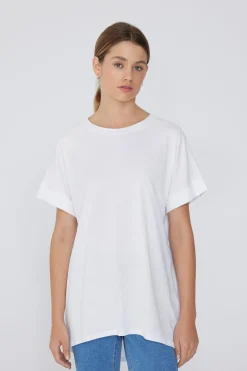 Turned-Up Kimono Sleeve Cotton T-Shirt - Short-Sleeved Tops - Women | Tezenis