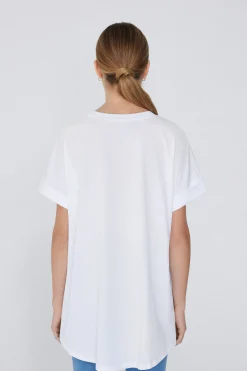 Turned-Up Kimono Sleeve Cotton T-Shirt - Short-Sleeved Tops - Women | Tezenis