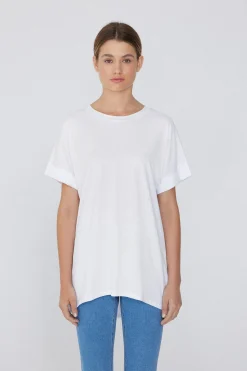 Turned-Up Kimono Sleeve Cotton T-Shirt - Short-Sleeved Tops - Women | Tezenis