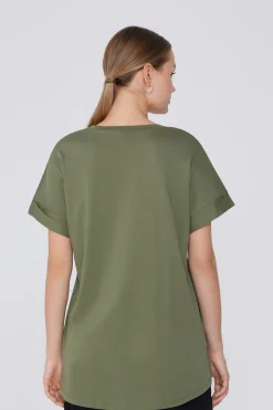 Turned-Up Kimono Sleeve Cotton T-Shirt - Short-Sleeved Tops - Women | Tezenis