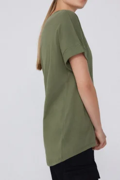 Turned-Up Kimono Sleeve Cotton T-Shirt - Short-Sleeved Tops - Women | Tezenis