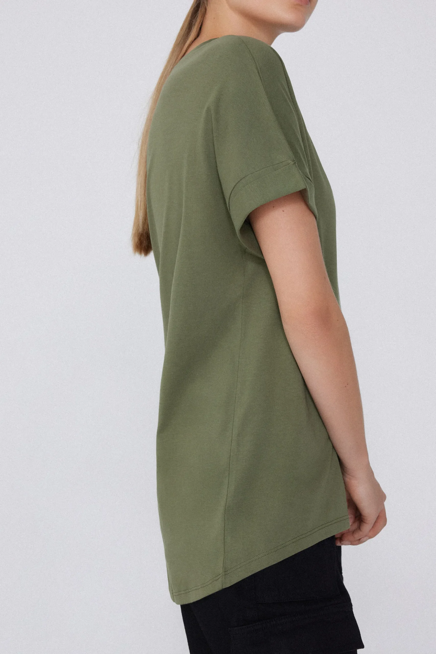Turned-Up Kimono Sleeve Cotton T-Shirt - Short-Sleeved Tops - Women | Tezenis