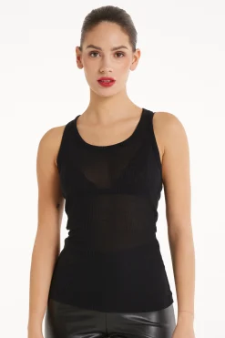 Ultralight Ribbed Viscose Halter Top - Tank Tops - Women | Tezenis