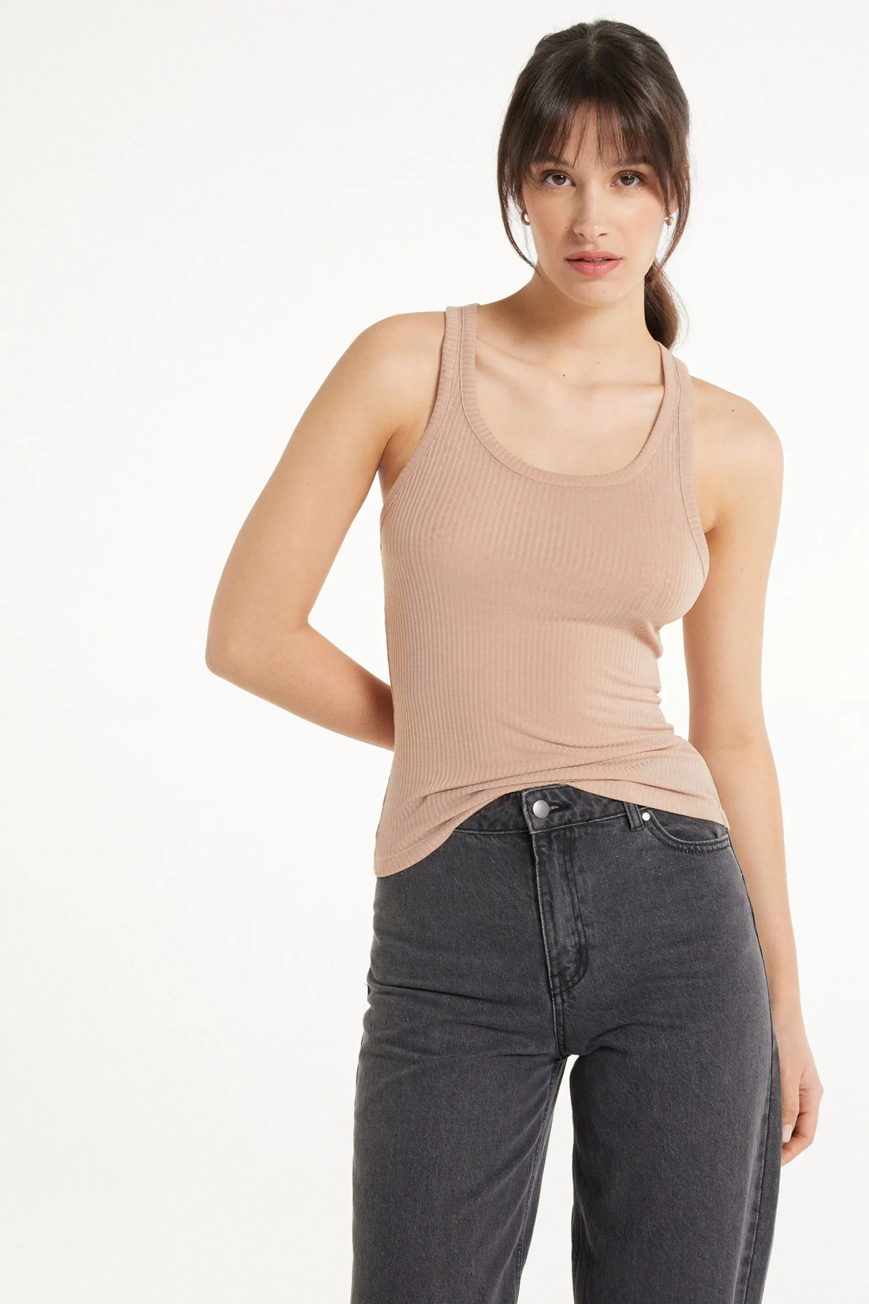Ultralight Ribbed Viscose Halter Top - Tank Tops - Women | Tezenis