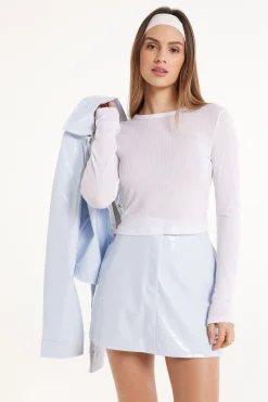 Ultra-Lightweight Long-Sleeved Ribbed Viscose Crop Top - Long-Sleeved Tops - Women | Tezenis