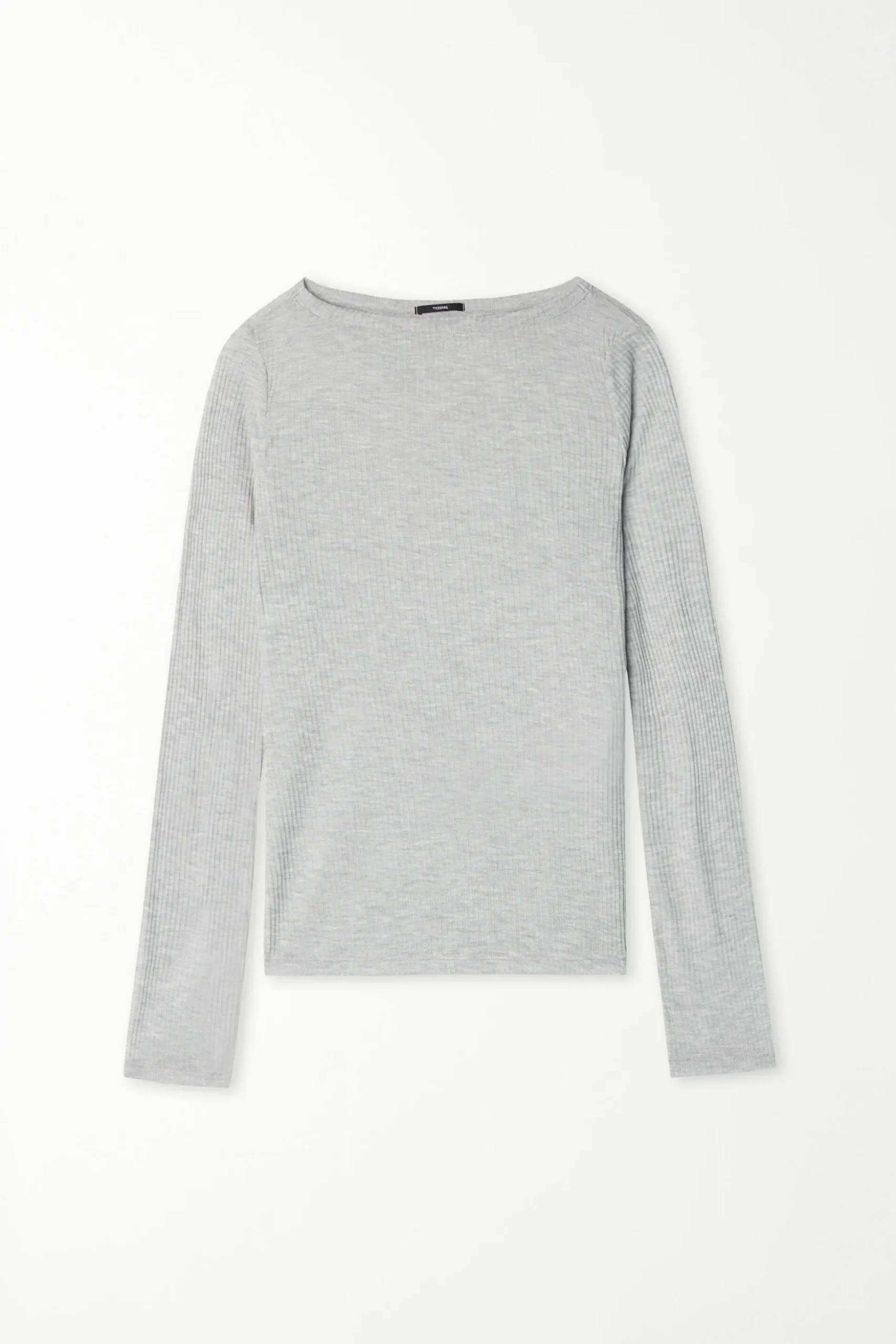 Ultra-Lightweight Long-Sleeved Ribbed Viscose Boat-Neck Top - Long-Sleeved Tops - Women | Tezenis