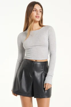 Ultra-Lightweight Long-Sleeved Ribbed Viscose Crop Top - Long-Sleeved Tops - Women | Tezenis