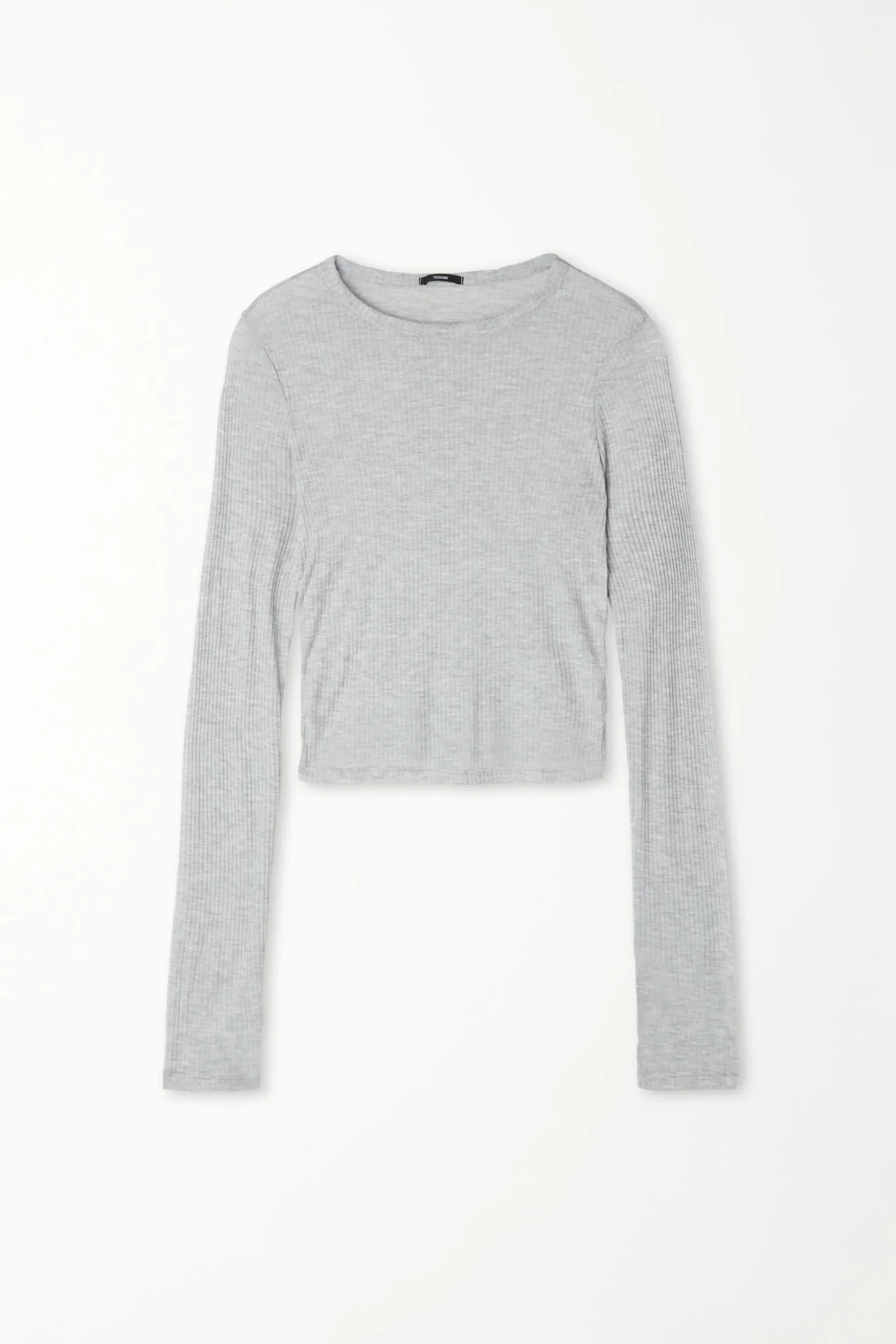 Ultra-Lightweight Long-Sleeved Ribbed Viscose Crop Top - Long-Sleeved Tops - Women | Tezenis