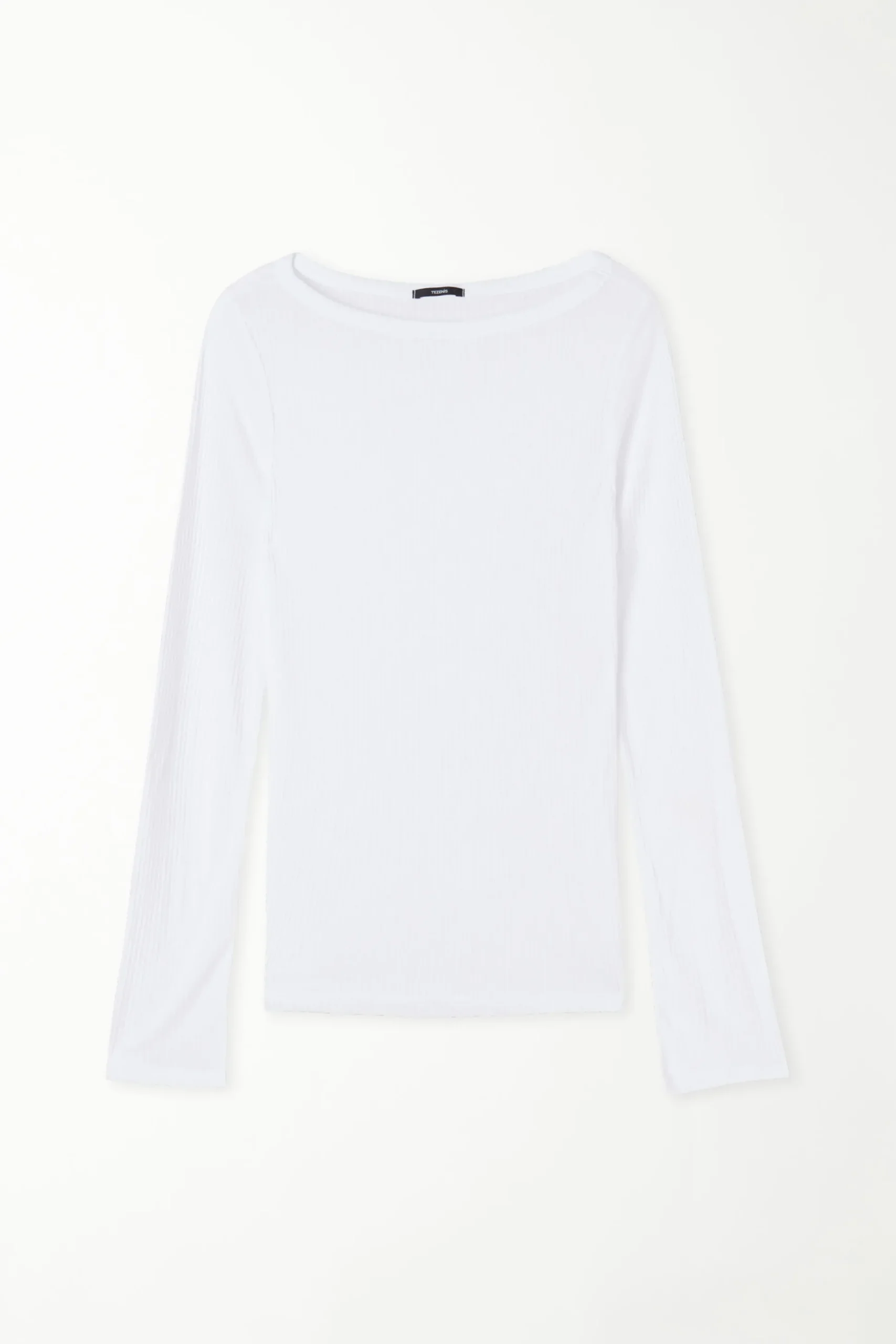 Ultra-Lightweight Long-Sleeved Ribbed Viscose Boat-Neck Top - Long-Sleeved Tops - Women | Tezenis