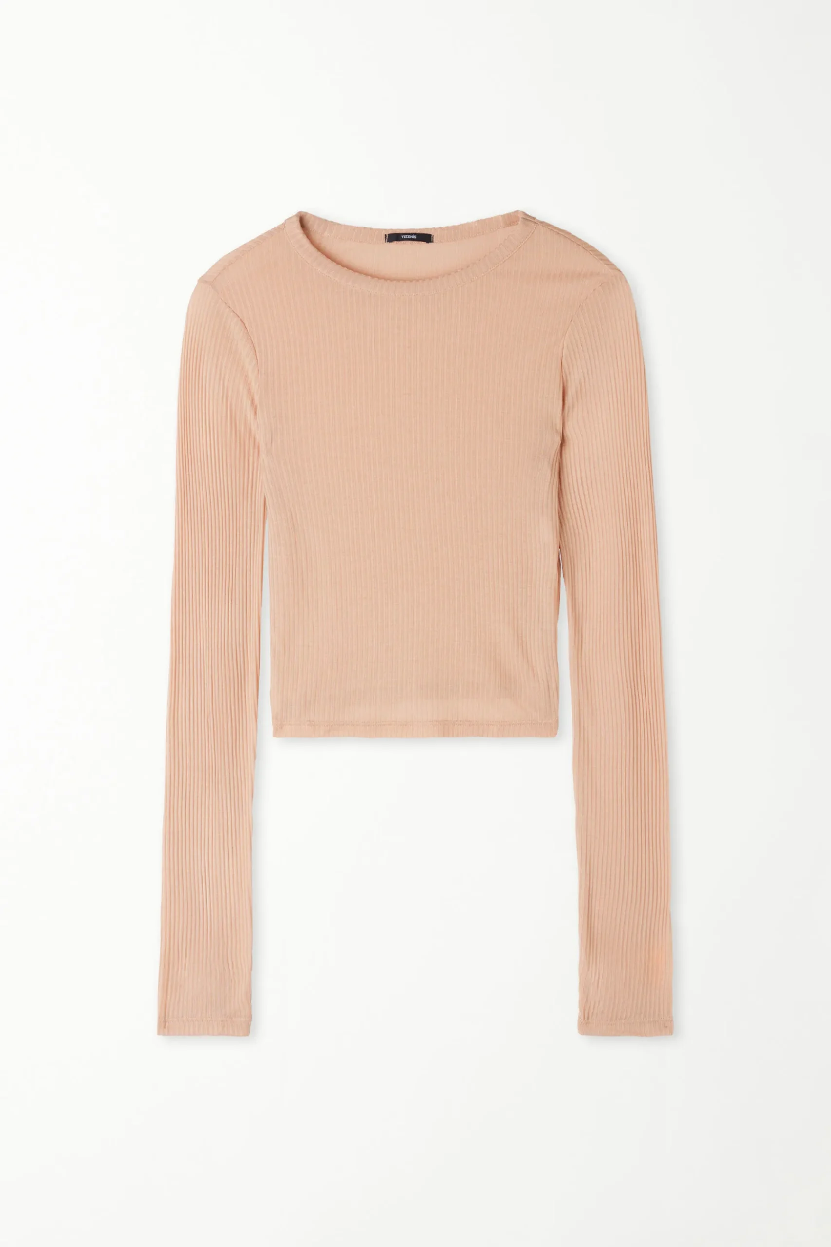 Ultra-Lightweight Long-Sleeved Ribbed Viscose Crop Top - Long-Sleeved Tops - Women | Tezenis
