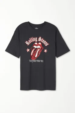 Unisex Cotton T-Shirt With Rolling Stones Print - Short-Sleeved Tops - Women | Tezenis