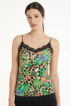 V Neck Tank Top With Lace Insert - Tank Tops - Women | Tezenis
