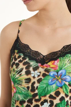 V Neck Tank Top With Lace Insert - Tank Tops - Women | Tezenis