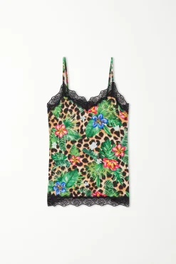 V Neck Tank Top With Lace Insert - Tank Tops - Women | Tezenis