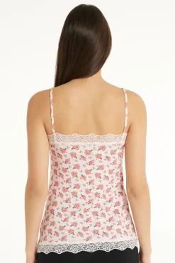 V Neck Tank Top With Lace Insert - Tank Tops - Women | Tezenis