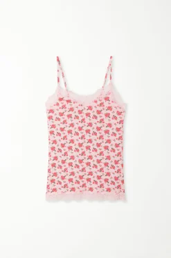 V Neck Tank Top With Lace Insert - Tank Tops - Women | Tezenis