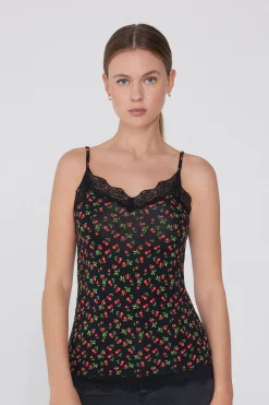 V Neck Tank Top With Lace Insert - Tank Tops - Women | Tezenis