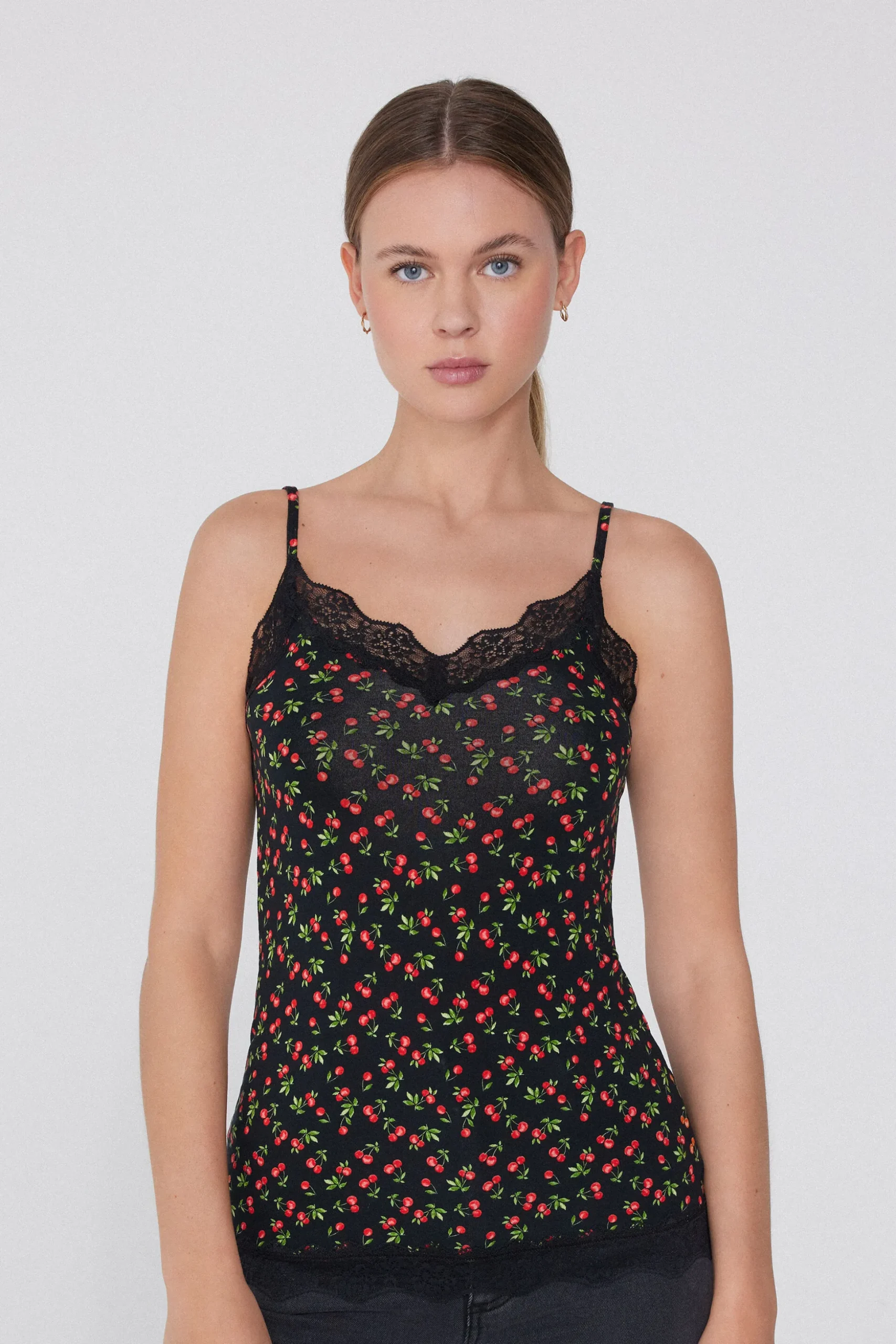 V Neck Tank Top With Lace Insert - Tank Tops - Women | Tezenis