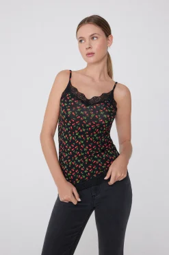 V Neck Tank Top With Lace Insert - Tank Tops - Women | Tezenis
