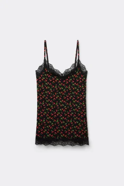 V Neck Tank Top With Lace Insert - Tank Tops - Women | Tezenis