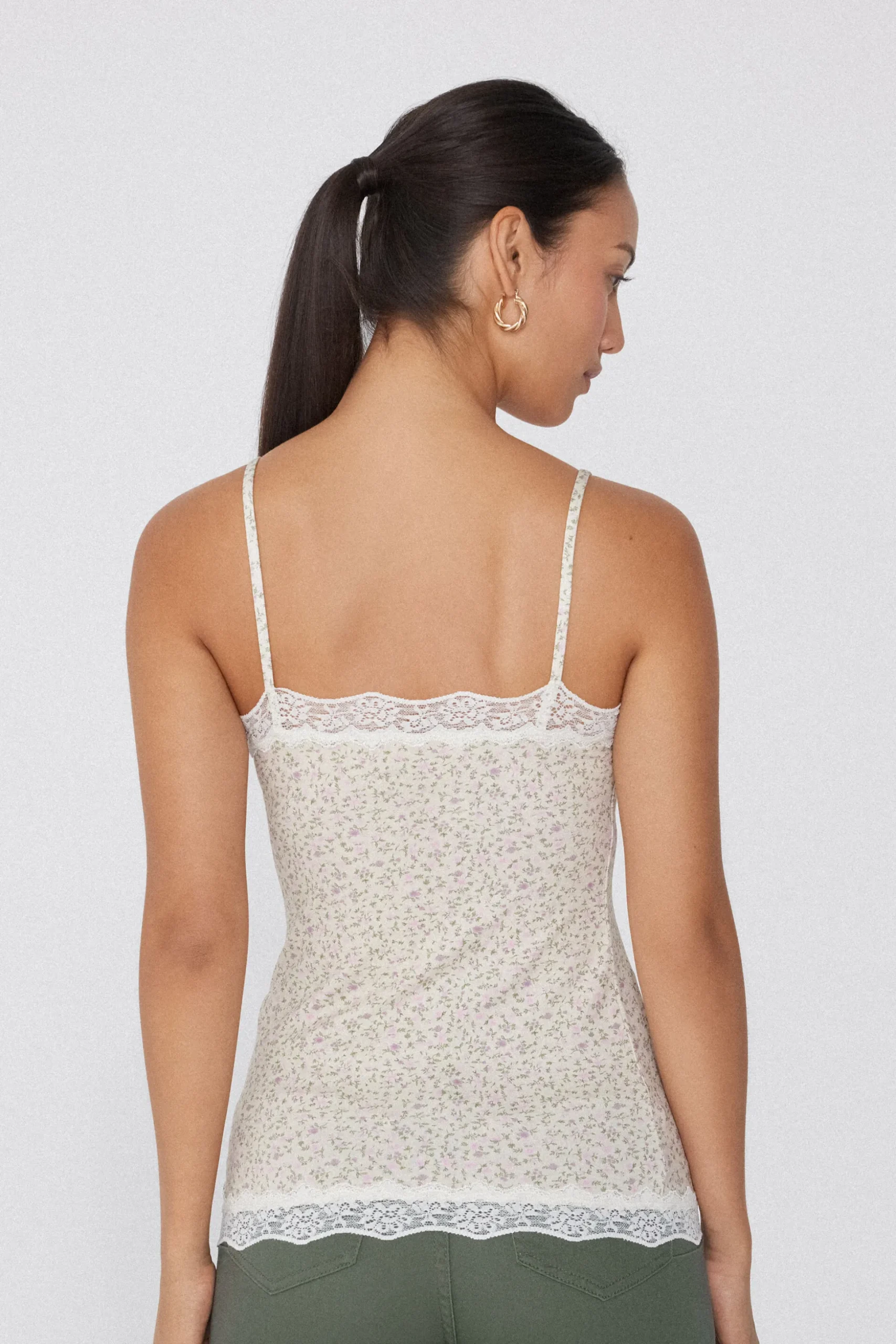V Neck Tank Top With Lace Insert - Tank Tops - Women | Tezenis