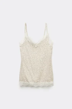V Neck Tank Top With Lace Insert - Tank Tops - Women | Tezenis