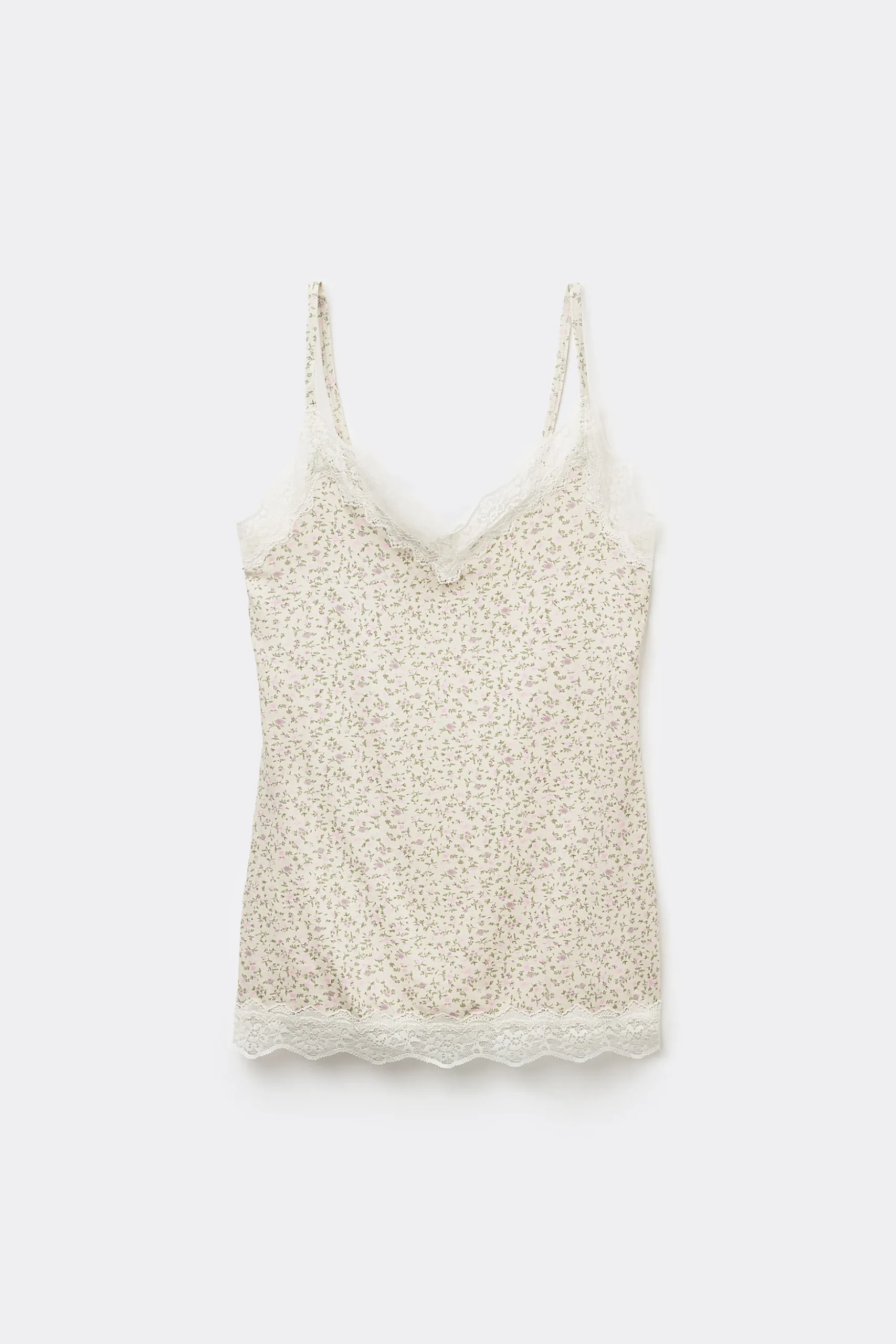 V Neck Tank Top With Lace Insert - Tank Tops - Women | Tezenis