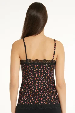 V Neck Tank Top With Lace Insert - Tank Tops - Women | Tezenis