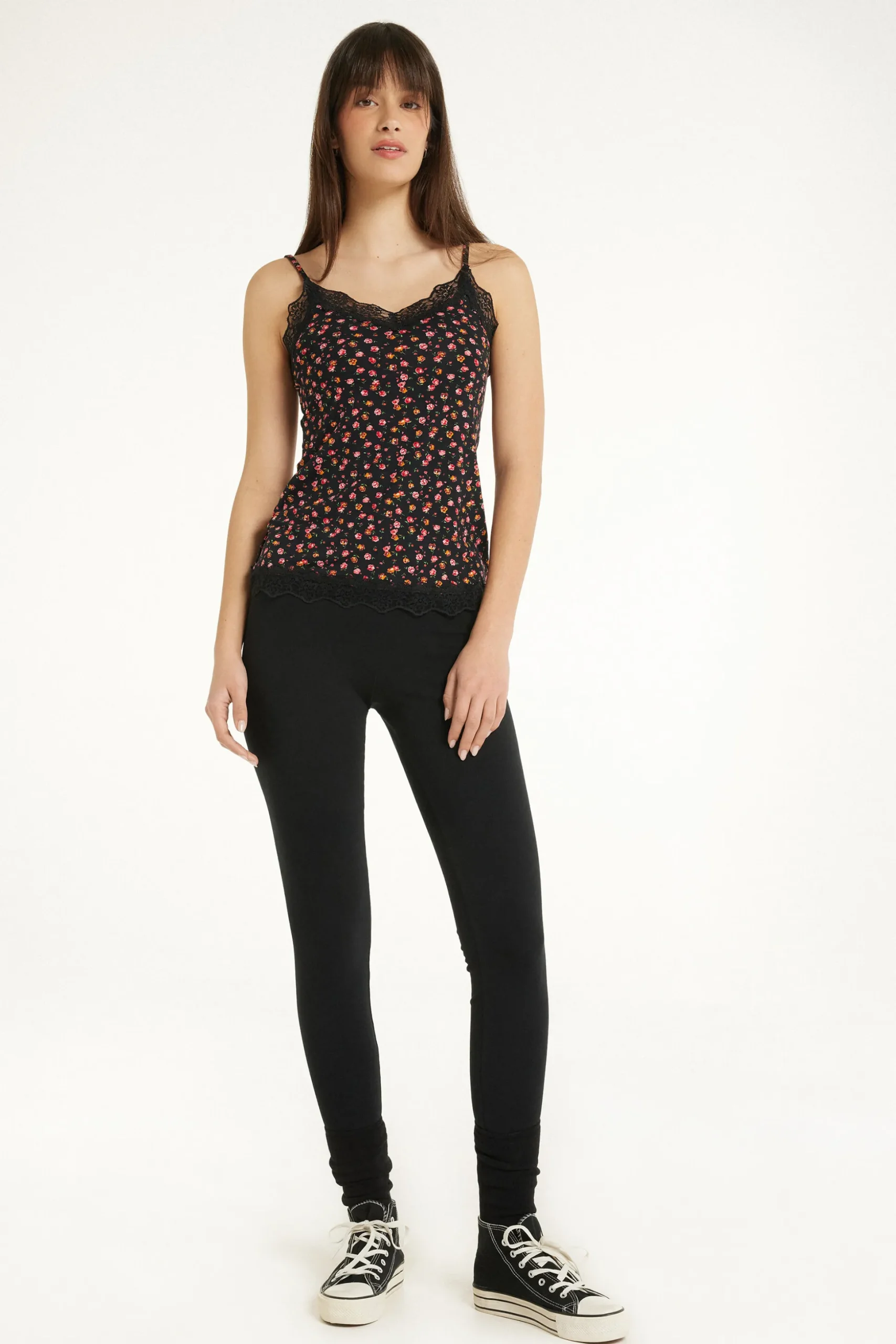 V Neck Tank Top With Lace Insert - Tank Tops - Women | Tezenis