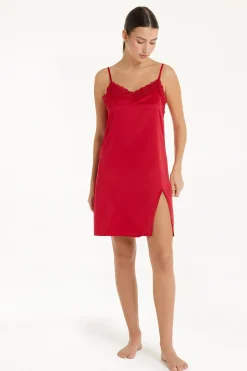 Vented Satin And Lace Slip - Slips - Women | Tezenis