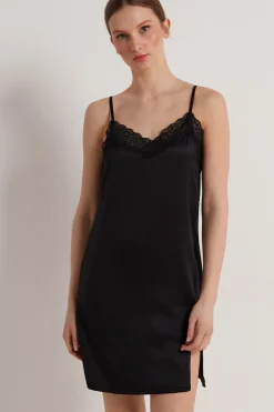 Vented Satin And Lace Slip - Slips - Women | Tezenis