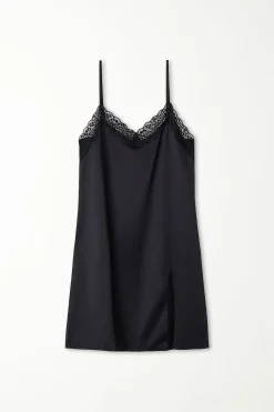 Vented Satin And Lace Slip - Slips - Women | Tezenis