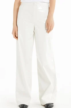 Vinyl Effect Full Length Straight Leg Pants - Pants - Women | Tezenis