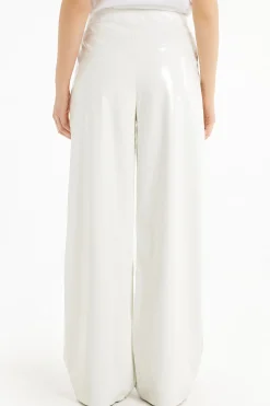Vinyl Effect Full Length Straight Leg Pants - Pants - Women | Tezenis