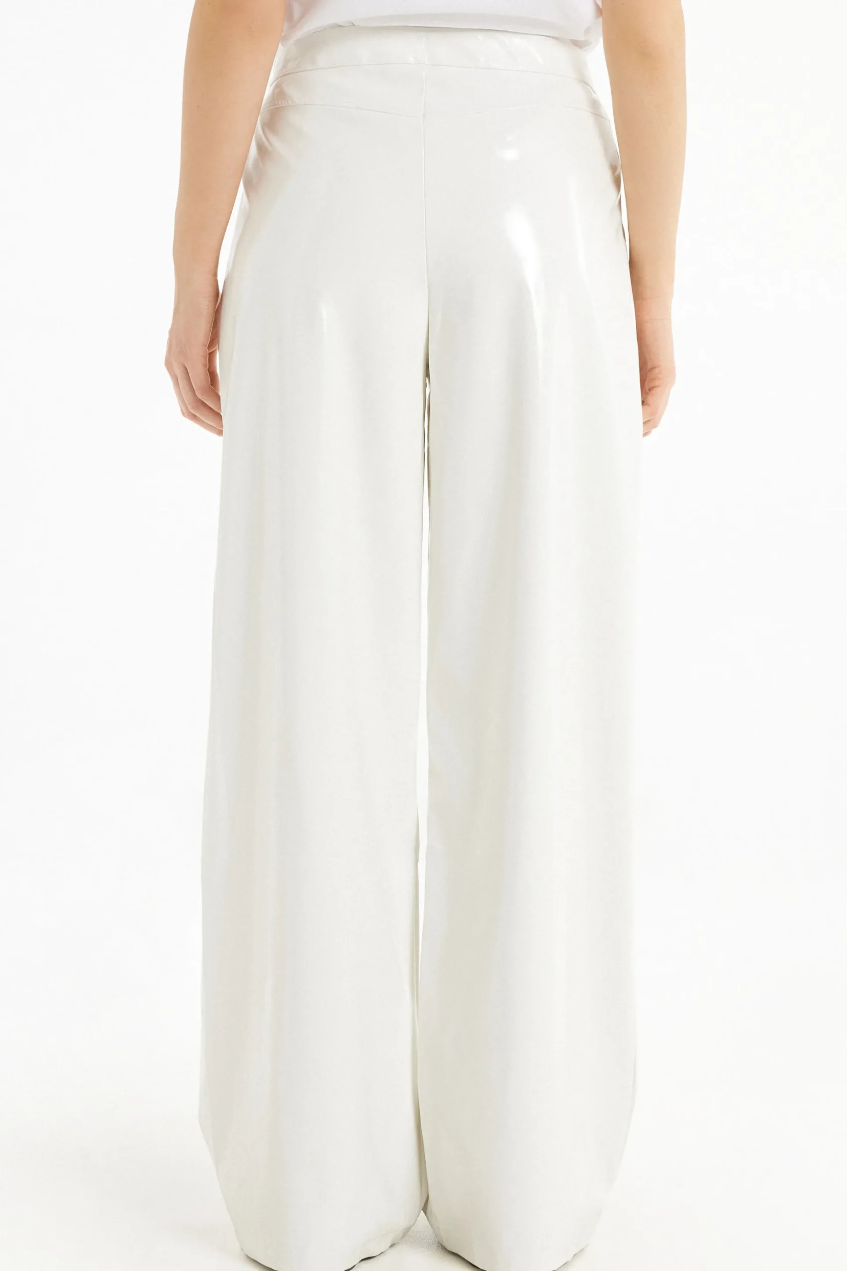 Vinyl Effect Full Length Straight Leg Pants - Pants - Women | Tezenis