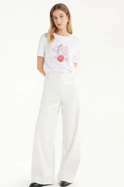 Vinyl Effect Full Length Straight Leg Pants - Pants - Women | Tezenis
