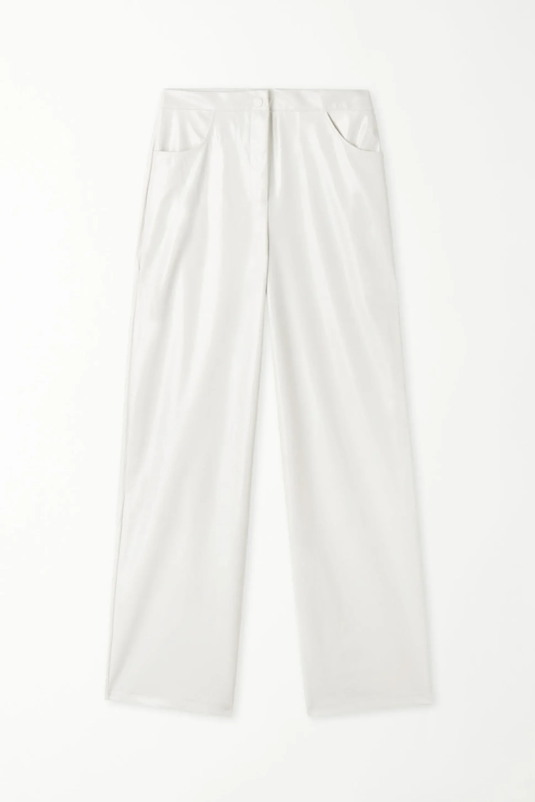 Vinyl Effect Full Length Straight Leg Pants - Pants - Women | Tezenis