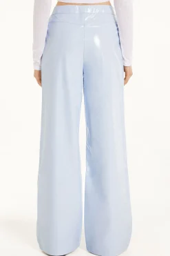 Vinyl Effect Full Length Straight Leg Pants - Pants - Women | Tezenis