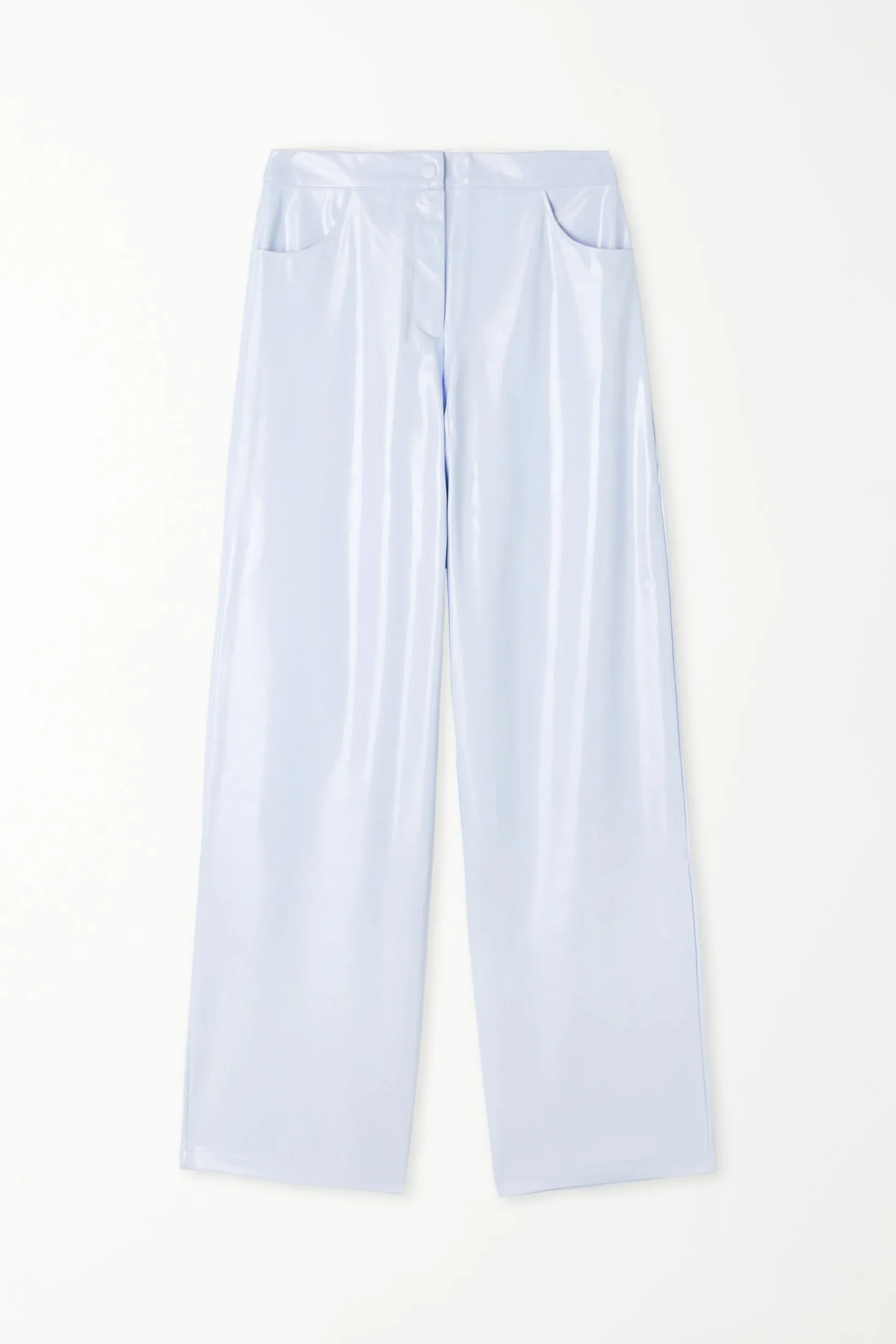 Vinyl Effect Full Length Straight Leg Pants - Pants - Women | Tezenis